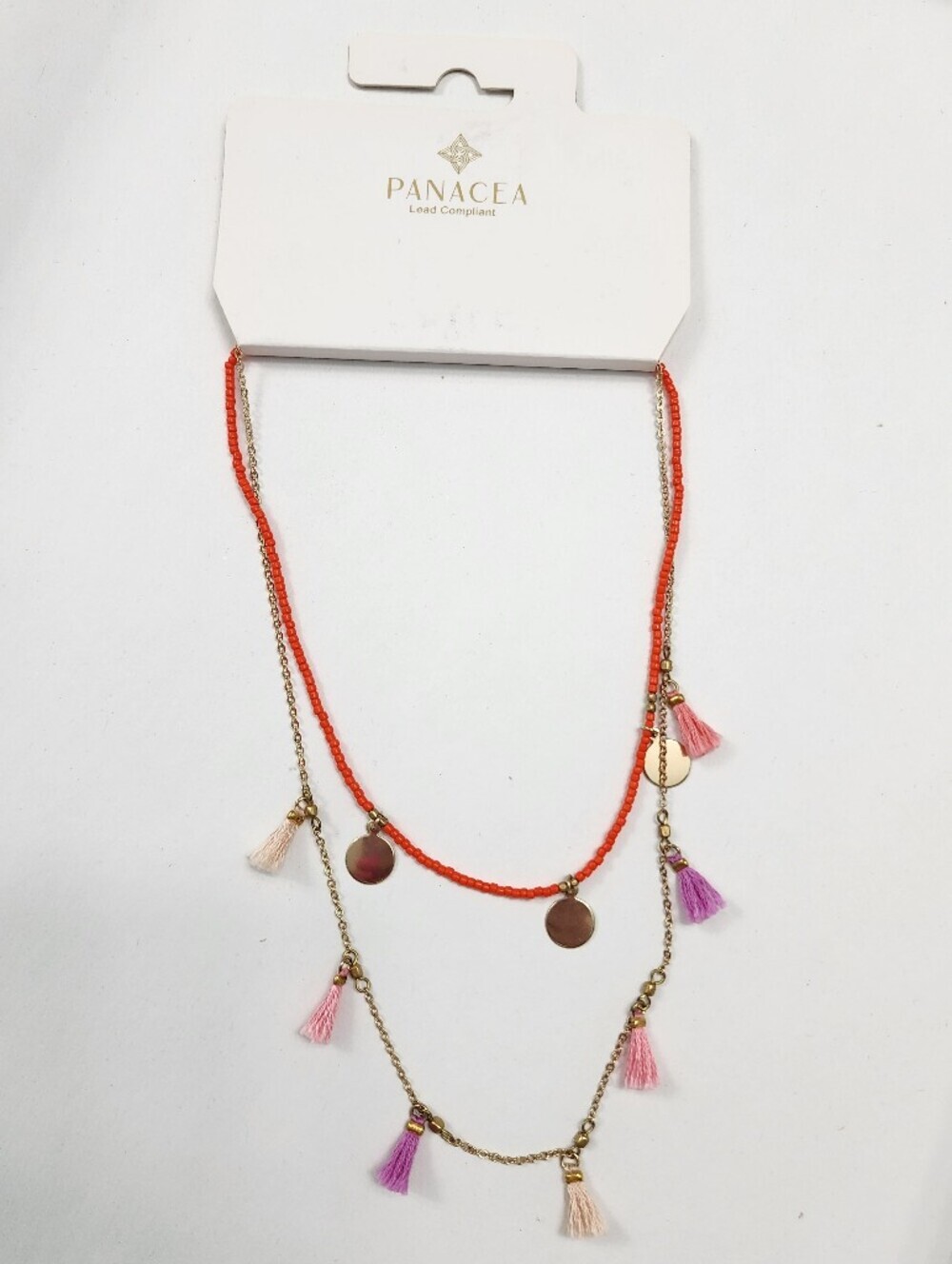 NEW! Panacea Boho Layered Tassel Bead Charm Necklace